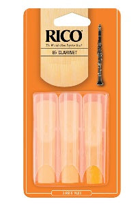 Rico by D'addario Bb Clarinet Reeds Unfiled - 3 Pack