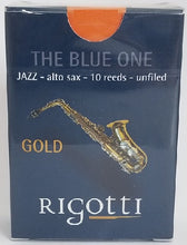 Load image into Gallery viewer, Rigotti Gold Alto Saxophone Jazz Cut Unfiled Reeds - 10 Per Box