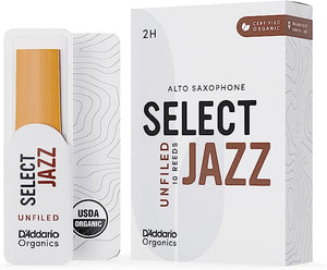 D'Addario Organic Select Jazz Unfiled Alto Saxophone Reeds - 10 Per Box