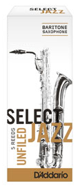 D'Addario Select Jazz Baritone Saxophone Unfiled Reeds - 5 Per Box