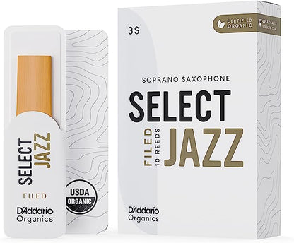 D'Addario Organic Select Jazz Filed Soprano Saxophone Reeds - 10 Per Box