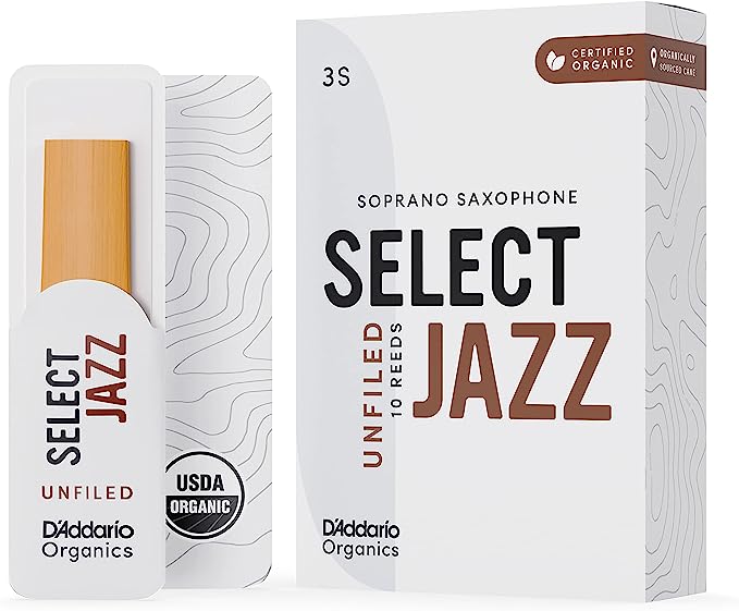 D'Addario Organic Select Jazz Unfiled Soprano Saxophone Reeds - 10 Per Box