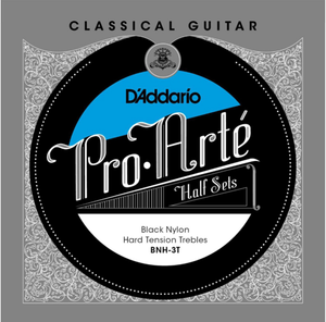 D'addario Pro-Arte Black Nylon Treble, Hard Tension Half Set Classical Guitar Strings
