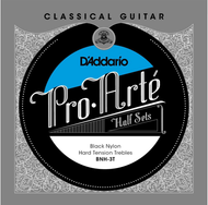 D'addario Pro-Arte Black Nylon Treble, Hard Tension Half Set Classical Guitar Strings