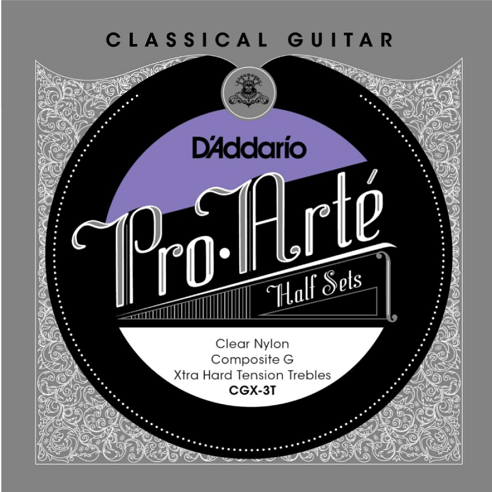D'addario Pro-Arte Titanium Nylon with Composite G Treble, Extra Hard Tension Half Set Classical Guitar Strings