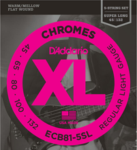 Load image into Gallery viewer, D&#39;addario Chromes 5-String, Light, Super Long Scale, 45-132 Bass Guitar Strings - ECB81-5SL