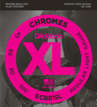 Load image into Gallery viewer, D&#39;addario Chromes, Light, Super Long Scale, 45-100 Bass Guitar Strings ECB81SL