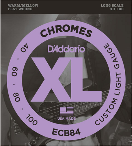 D'addario Chromes, Custom Light, Long Scale, 40-100 Bass Guitar Strings ECB84