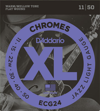 Load image into Gallery viewer, D&#39;addario Chromes Flat Wound, Jazz Light, 11-50 Electric Guitar Strings - ECG24