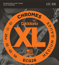 Load image into Gallery viewer, D&#39;addario Chromes Flat Wound, Medium, 13-56 Electric Guitar Strings - ECG26