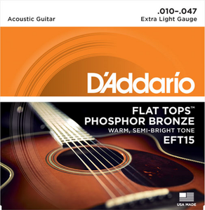D'addario Flat Tops, Extra Light, 10-47 Acoustic Guitar Strings