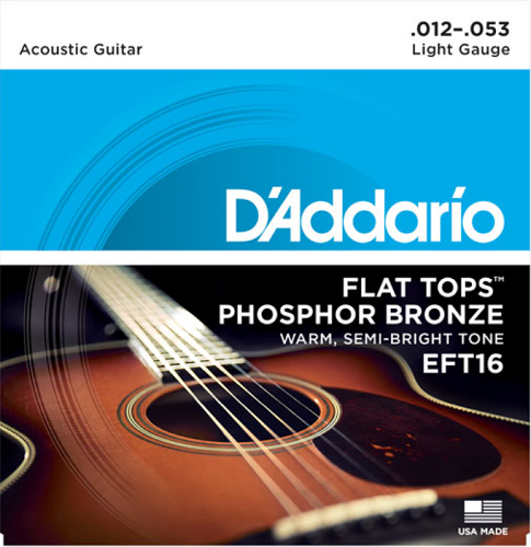 D'addario Flat Tops, Light, 12-53 Acoustic Guitar Strings
