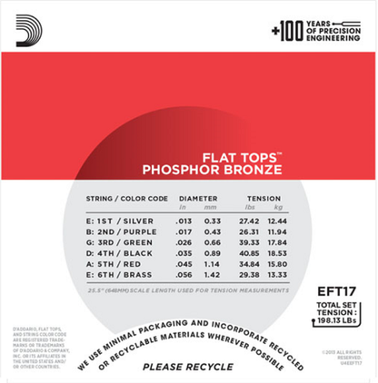 D'addario Flat Tops, Medium, 13-56 Acoustic Guitar Strings