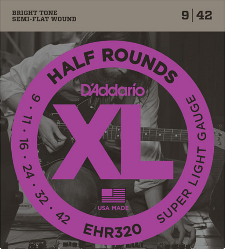 D'addario Half Rounds, Super Light, 9-42 Electric Guitar Strings