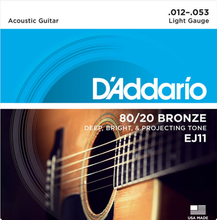Load image into Gallery viewer, D&#39;Addario 80/20 Bronze, Light, 12-53 Acoustic Guitar Strings - EJ11