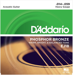 D'addario Phosphor Bronze, Heavy, 14-59 Acoustic Guitar Strings - EJ18