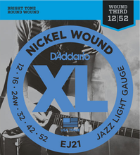 Load image into Gallery viewer, D&#39;addario Nickel Wound, Jazz Light, 12-52 Electric Guitar Strings
