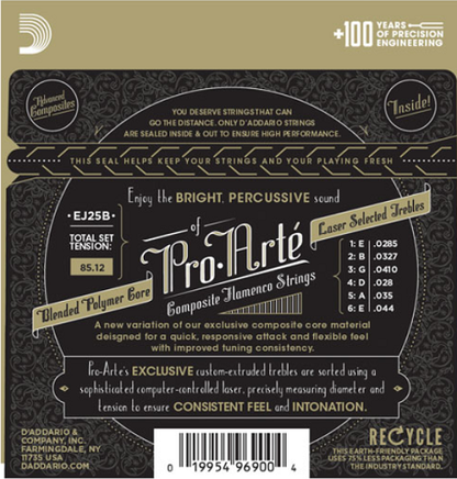 D'addario EJ25B Pro-Arte Black Nylon Composite Flamenco Guitar Strings