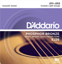 Load image into Gallery viewer, D&#39;addario Phosphor Bronze, Custom Light, 11-52 Acoustic Guitar Strings - EJ26