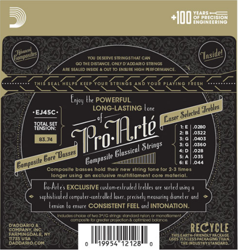 D'Addario Pro-Arte Composite, Normal Tension Classical Guitar Strings - EJ45C