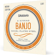 D'Addario EJ61 5-String Banjo Strings, Nickel, Medium 10-23 - EJ61