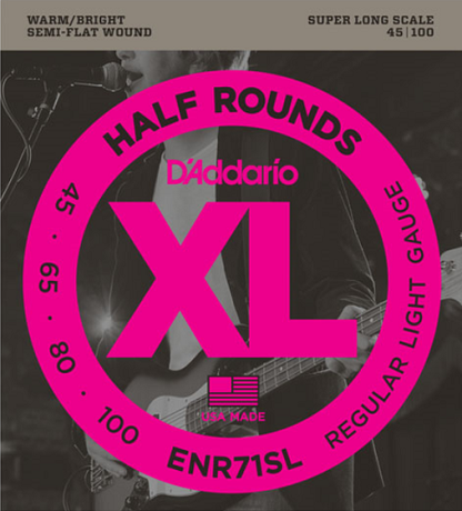 D'addario Half Rounds, Regular Light, Super Long Scale, 45-100 Bass Guitar Strings