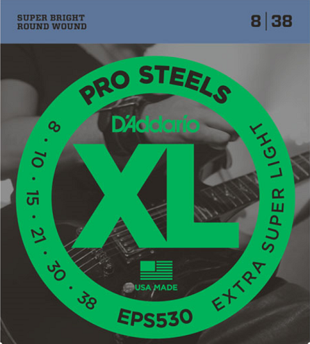 D'addario PROSTEELS, Extra-Super Light, 8-38 Electric Guitar Strings