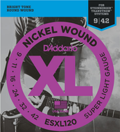D'addario Nickel Wound, Super Light, Double BALLEND, 9-42 Electric Guitar Strings ESXL120