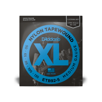 D'Addario Tapewound 5-String, Medium, Long Scale, 50-135 Bass Guitar Strings ETB92-5