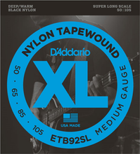 Load image into Gallery viewer, D&#39;Addario Tapewound, Medium, Super Long Scale, 50-105 Bass Guitar Strings