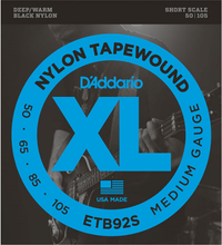 Load image into Gallery viewer, D&#39;Addario Tapewound, Medium, Short Scale, 50-105 Bass Guitar Strings ETB92S