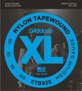 D'Addario Tapewound, Medium, Short Scale, 50-105 Bass Guitar Strings ETB92S