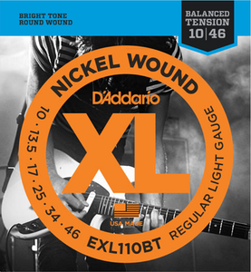 D'Addario Nickel Wound, Balanced Tension, Regular Light, 10-46 Electric Guitar String - EXL110BT