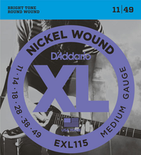 Load image into Gallery viewer, D&#39;addario Nickel Wound, Medium/Blues-Jazz Rock, 11-49 Electric Guitar Strings - EXL115