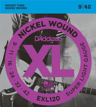 Load image into Gallery viewer, D&#39;Addario Nickel Wound, Super Light, 9-42 Electric Guitar Strings - EXL120