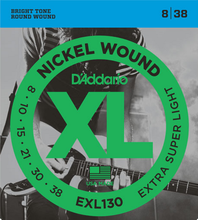 Load image into Gallery viewer, D&#39;addario Nickel Wound, Extra Super Light, 8-38 Electric Guitar Strings - EXL130
