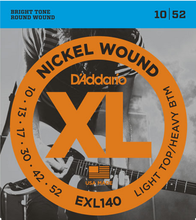 Load image into Gallery viewer, D&#39;Addario Nickel Wound, Light Top/Heavy Bottom, 10-52 Electric Guitar Strings - EXL140