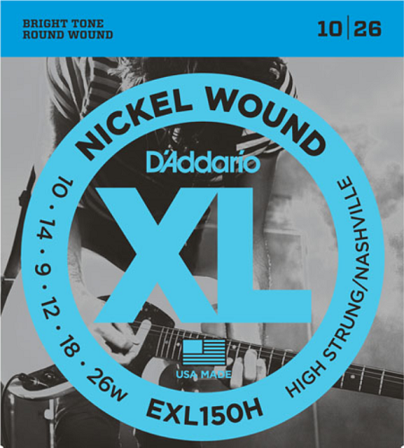 D'addario High Strung/Nashville Tuning Electric Guitar Strings 10-26 EXL150H