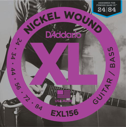 D'addario XL Nickel Round Wound, Fender Bass VI, 24-84 Electric Guitar Strings