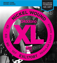 Load image into Gallery viewer, D&#39;addario Nickel Wound, Balanced Tension Regular Light,  .45-107 Bass Guitar Strings