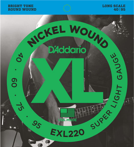 D'addario Nickel Wound, Super Light, Long Scale, 40-95 Bass Guitar Strings