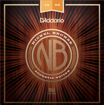 D'addario Nickel Bronze, Light Top/Medium Bottom, 12-56 Acoustic Guitar Strings