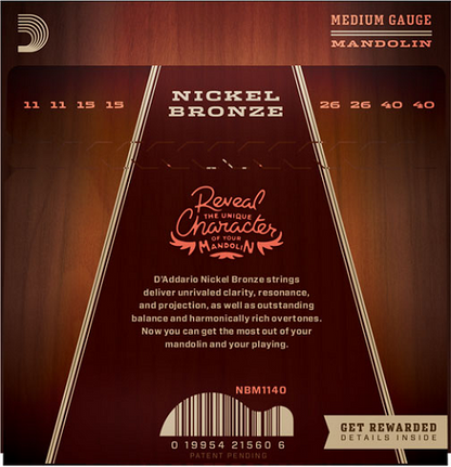 D'addario Nickel Bronze, Medium, 11-40 Mandolin Strings