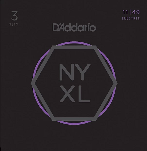 D'addario Nickel Wound, Medium, 11-49 Electric Guitar Strings - NYXL1149 3-PACK