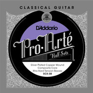 D'addario Pro-Arte Composite Core, Silver Plated Copper Bass, Extra Hard Tension Half Set Classical Guitar Strings