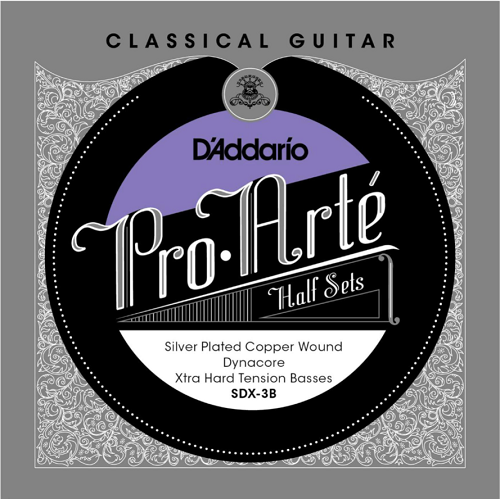 D'addario Pro-Arte DYNACore, Silver Plated Copper Bass, Extra Hard Tension Half Set Classical Guitar Strings