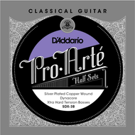 D'addario Pro-Arte DYNACore, Silver Plated Copper Bass, Extra Hard Tension Half Set Classical Guitar Strings