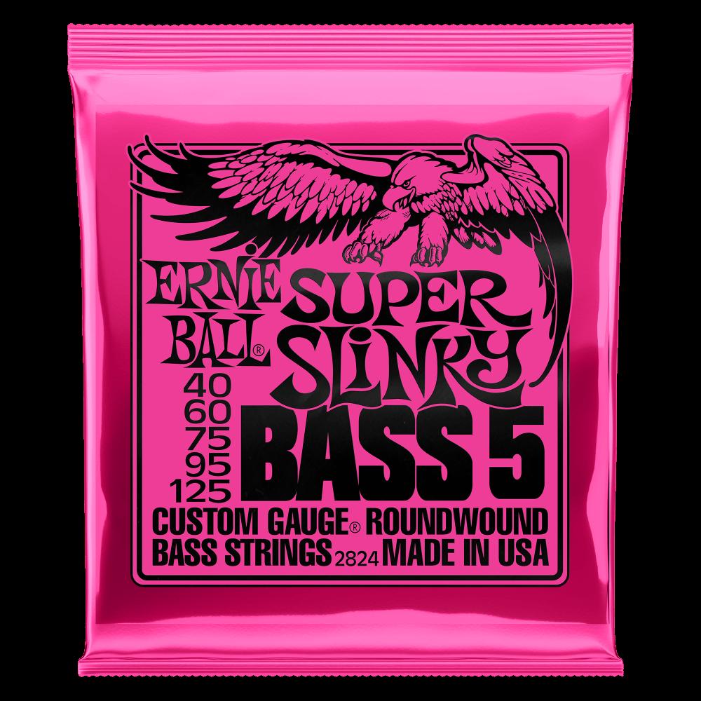 Ernie Ball Super Slinky 5-String Nickel Wound Electric Bass Strings - 40-125 Gauge - 2824