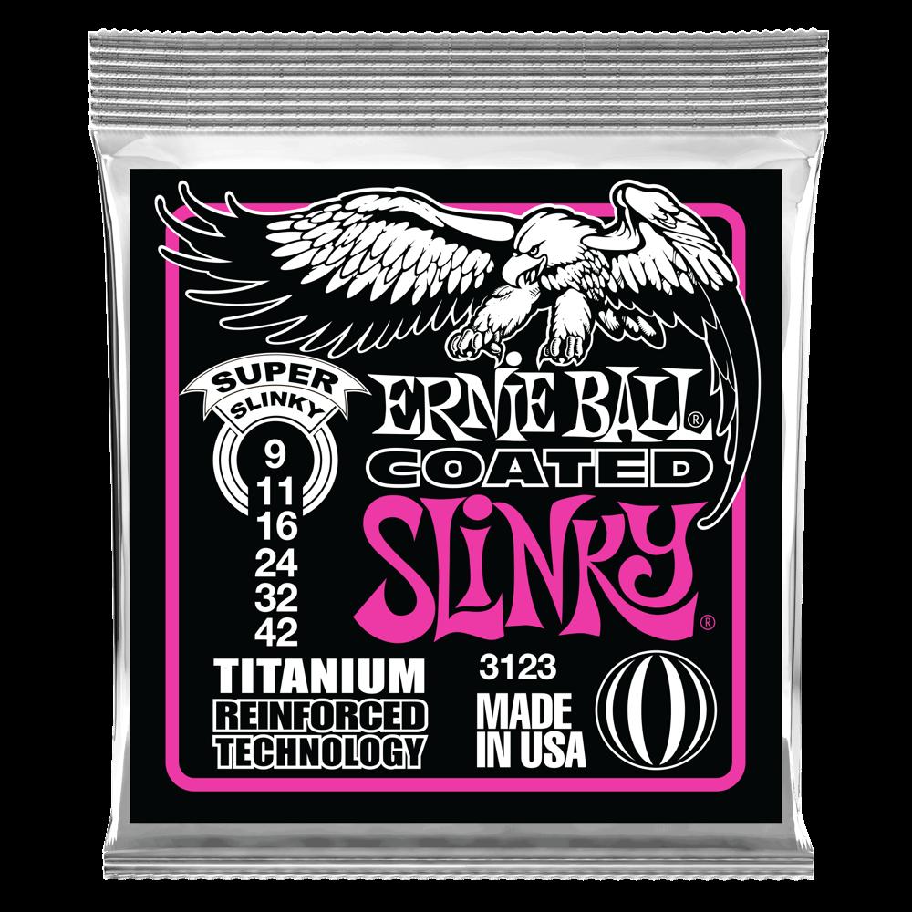 Ernie Ball Super Slinky Coated Titanium RPS Electric Guitar Strings - 9-42 Gauge - 3123