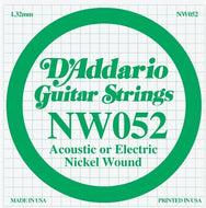 D'addario NW052 Nickel Wound Acoustic or Electric Guitar Single String .052